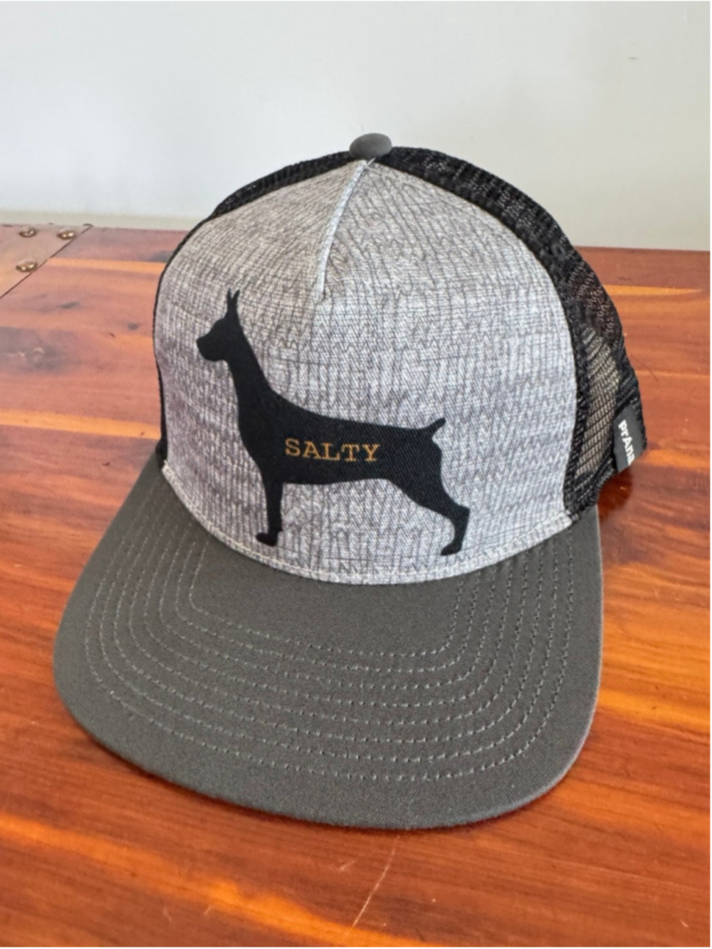 PrAna Journeyman Flat Brim Trucker Hat Salty Dog Charcoal Snapback NWT Unisex